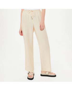 Whistles Ivory Anika Wide Leg Linen Blend Trousers - Natural