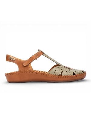 Pikolinos Tan Leather Cushioned Wedge Sandal Shoes - Brown