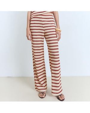 Mango Knitted Trousers With Geometric Print - Pink