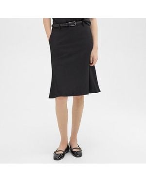 Theory Flare Wool Blend Skirt - Black