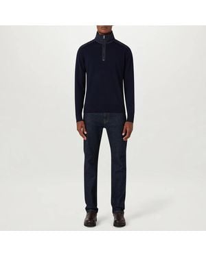 Belstaff Kilmington Quarter Zip Wool Jumper - Blue
