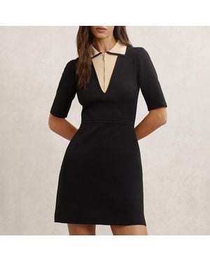 Reiss Sophie Contrast Collar Dress - Black
