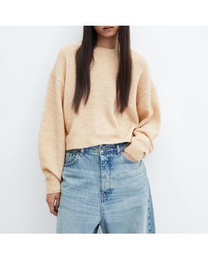 Mango Crew Neck Wool Blend Jumper - Blue