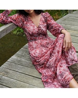 Ro & Zo Snake Print Frill Detail Maxi Dress - Pink