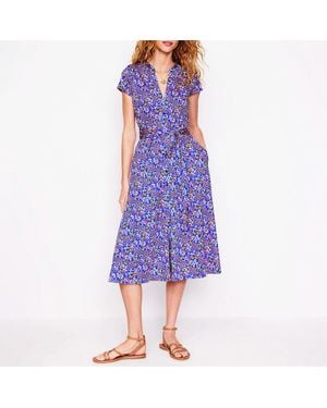 Boden Sara Garden Vine Jersey Shirt Midi Dress - Purple
