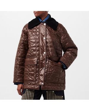 Ganni Chicory Coffee Quilted Jacket - Brown