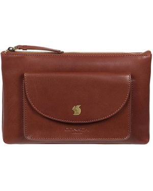 Conkca 'Treasure' Conker Leather Clutch Bag - Brown