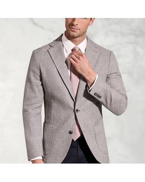 Brook Taverner Tailored Fit Lowe Textured Italian Linen Blend Jacket - Grey