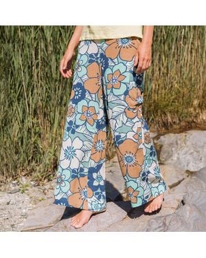 Passenger Vintage Floral Aqua Someday Wide Leg Trousers - Blue