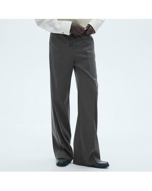 Mango Wide Leg Elasticated Trouser - Grey