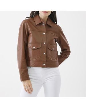 Bolongaro Trevor Toffee Louisa Leather Trucker Jacket - Brown