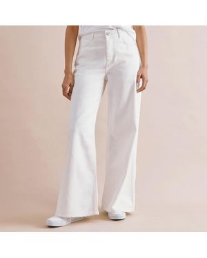 Albaray Ecru Full Length Wide Leg Jean - White