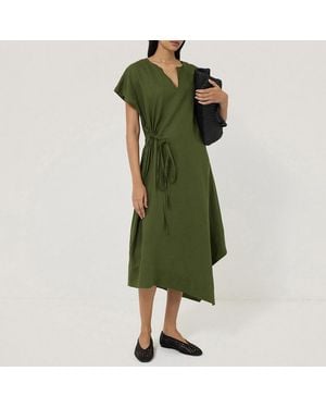 Jigsaw Linen Channel Midi Dress - Green