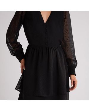 Ro & Zo Dobby Trim Insert Dress - Black