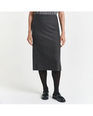 GANT Multi Midi Checked Wool Pencil Skirt - Black