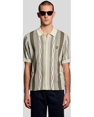 Lyle & Scott Brocade Jacquard Short Sleeve Knitted Shirt - Natural