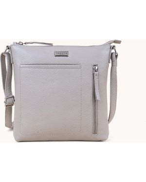 Assots London 'Edith' Pebble Grain Leather Crossbody Bag - Grey