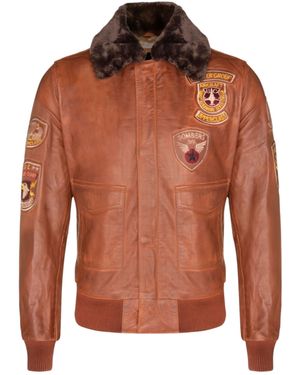 Infinity Leather Tan Leather Air Force Bomber Jacket - Brown