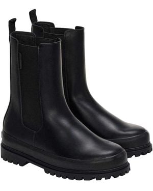 Superga Ladies 3006 Alpina Box Leather Chelsea Boots Total - Black