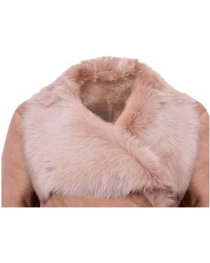 Infinity Leather Suede Merino Shearling Toscana Coat -Rochford - Pink
