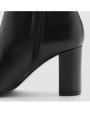 Mango Leather Boots With Tall Leg - Black