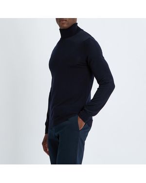 J.Lindeberg Merino Blend Turtleneck Jumper - Blue
