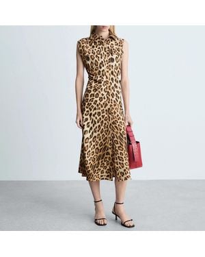 Mango Leopard-Print Shirt Dress - Metallic