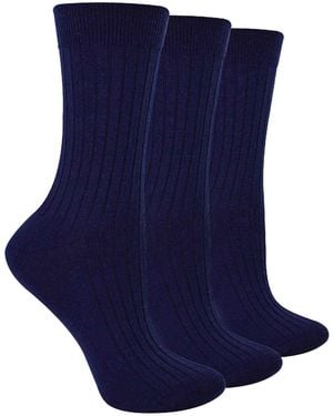 Steve Madden 3 Pairs Ladies Merino Wool Winter Thick Cushion Warm Boot Socks - Blue