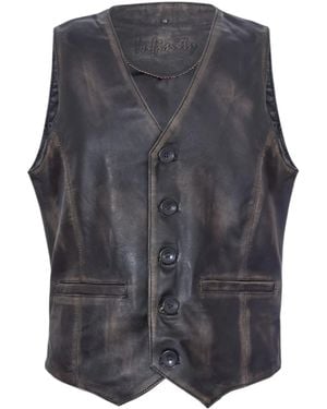 Infinity Leather Classic Vintage Leather Waistcoat-Grantham - Grey
