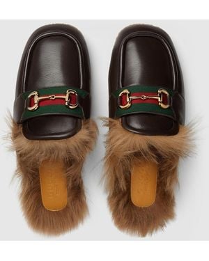 Gucci Dark Leather Muled Loafer - Black