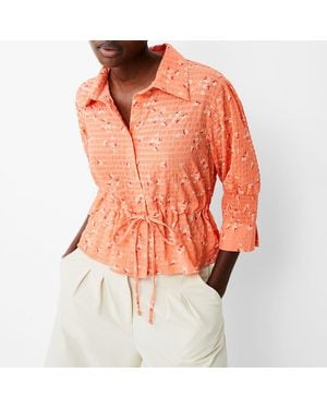 French Connection Coral Floral Long Sleeve Blouse - Orange