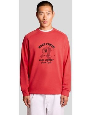 Lyle & Scott Chest Print Graphic Sweatshirt - Red
