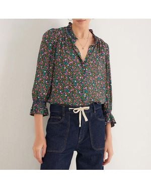 Wyse Midnight Ditsy Floral Lexi Blouse - Black