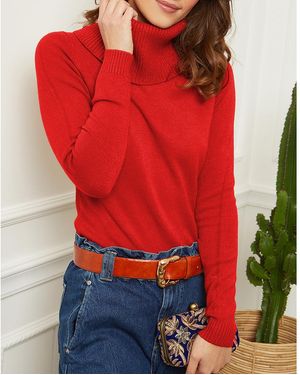 Sofiacashmere Cashmere Blend Roll Neck - Red
