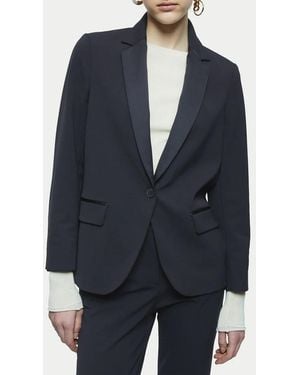 Jigsaw Paris Brook Satin Lapel Shortline Blazer - Blue