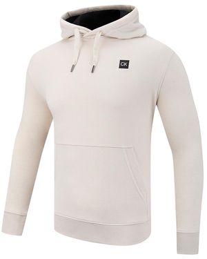 Calvin Klein Oatmeal Fleece Lined Supersoft Cotton Blend Hoodie - White