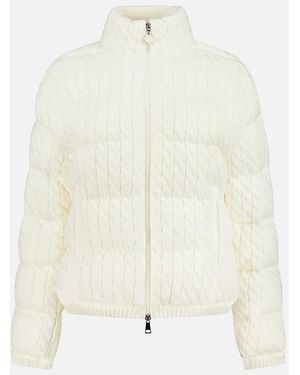 Moncler Cream Cable Knit Cotton Blend Jacket - White