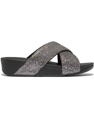Fitflop Lulu Glitterball Cross Slides - Grey