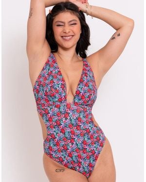 Curvy Kate Kitsch Kate Non Wired Multiway Swimsuit Floral Print - Purple