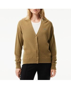 Lacoste V-Neck Wool Cardigan - Green