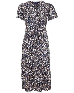 Crew Floral Emily Flutter Sleeve Jersey Dress - Blue