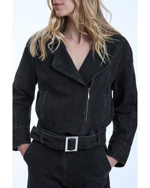 James Lakeland Denim Biker Jacket - Black
