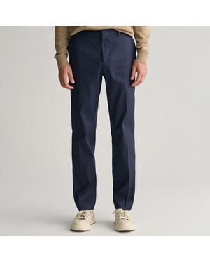 GANT Slim Linen Blend Trouser - Blue