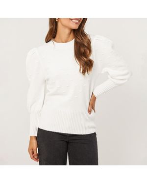 Sofiacashmere Cashmere Puff Sleeve Jumper - White