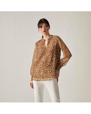 James Lakeland Camel Leopard Print Blouse - Brown