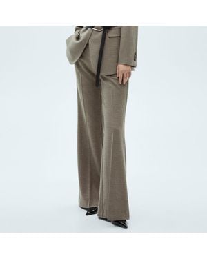 Mango Khaki Flared Suit Trousers - Green