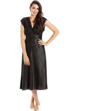 CAMILLE Satin Chemises - Black