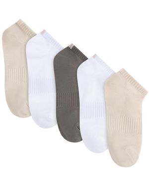 Lemon Medium 5 Pack Airbrush Low Cut Socks - White