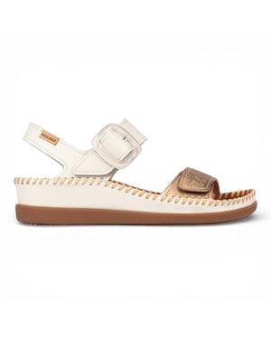 Pikolinos Leather Lightweight Summer Wedge Sandals - White