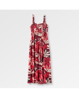 Passenger Mountain Foliage Soleis Woven Maxi Dress - Red